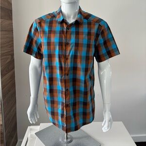 Arc’teryx Brohm Short Sleeve Shirt Plaid Blue / Orange Men's Sz Large Authentic